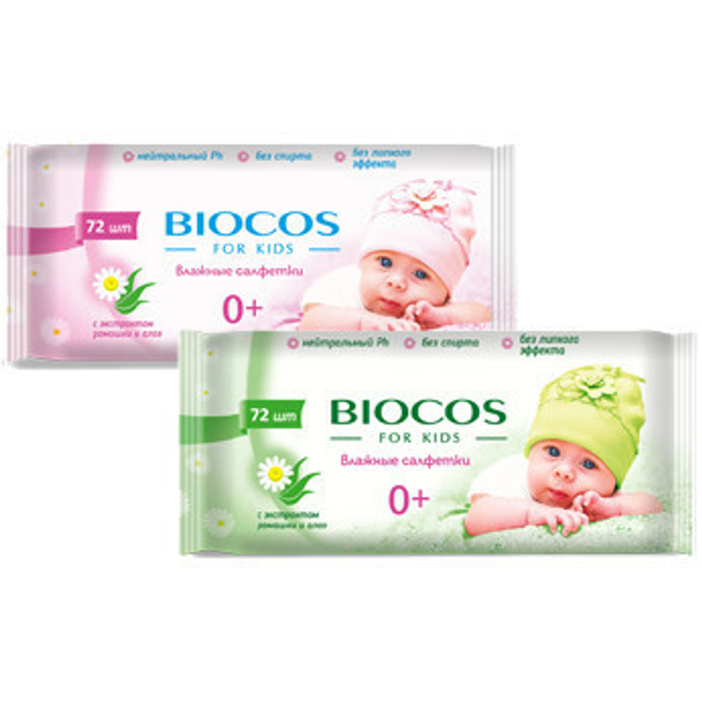 Салфетки влажные BIOCOS для детей 72шт