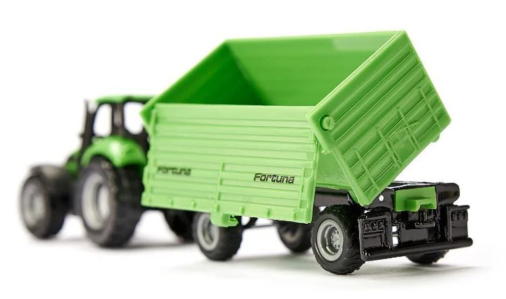Трактор DEUTZ-FAHR с 4хколесным прицепом, Siku