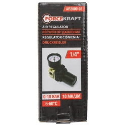 Регулятор давления воздуха 1/4''(0-10bar,раб. температура 5°-60°) FORCEKRAFT FK-AR2000-02