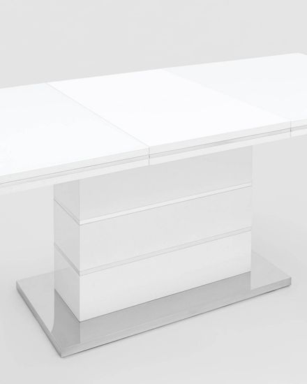 Стол обеденный Dorn раскладной 160-215*90 глянцевый белый