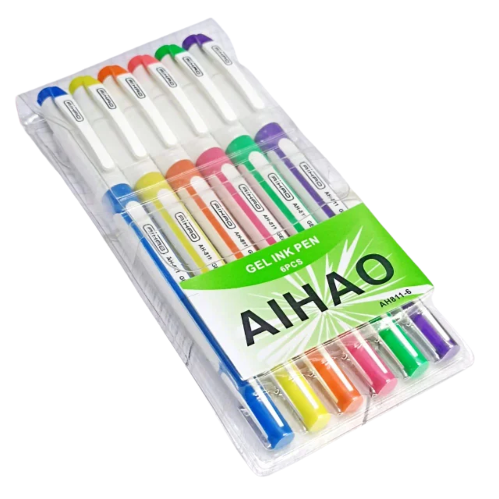 Набор цветных ручек Aihao гелевые 6 шт