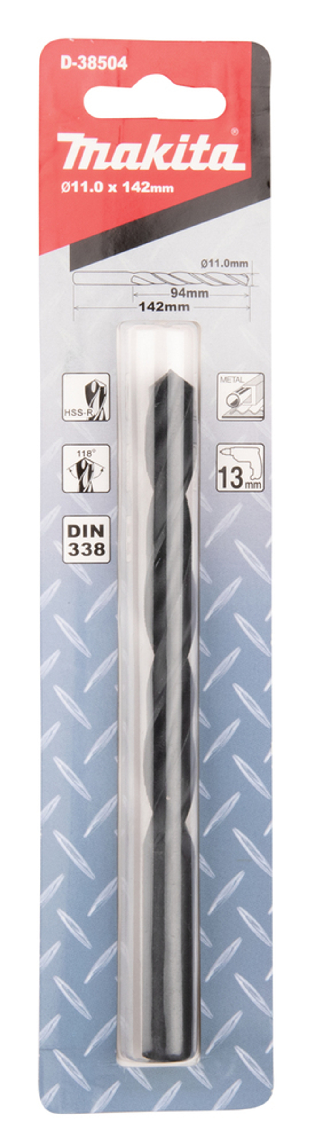 Сверло по металлу HSS-R 11х94x142 Makita D-38504 Металл HSS-R 11,0 x 94 х 142 мм 118 град