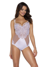 Элегантное боди из сетки и кружева с ресничками (Размер: 70I) (Цвет: белый)