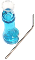 Бокал голубой в форме пениса 110 мл воронка и трубочка