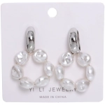 Серьги из гиппоалергенного металла с иск. жемчугом «ПАЛУМНА», цвет золото и серебро, 3*2,5см