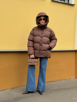 Пуховик Рокет миди шоколад