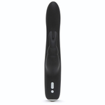 Черный вибратор с клиторальным отростком Greedy Girl Slimline Rabbit Vibrator - 22,8 см. (Цвет: черный)