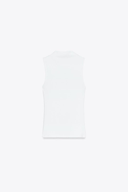 ZARA ТОП ИЗ ХЛОПКА И МОДАЛА, БЕЛЫЙ