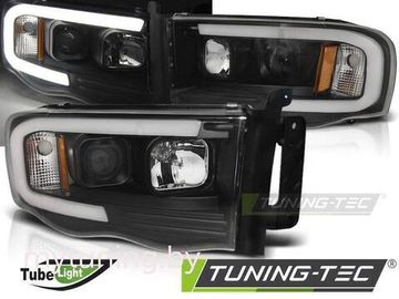 Передние фары TUBE LIGHT BLACK для Dodge Ram 02-06