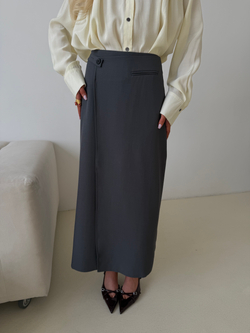 Юбка карандаш с запахом серый