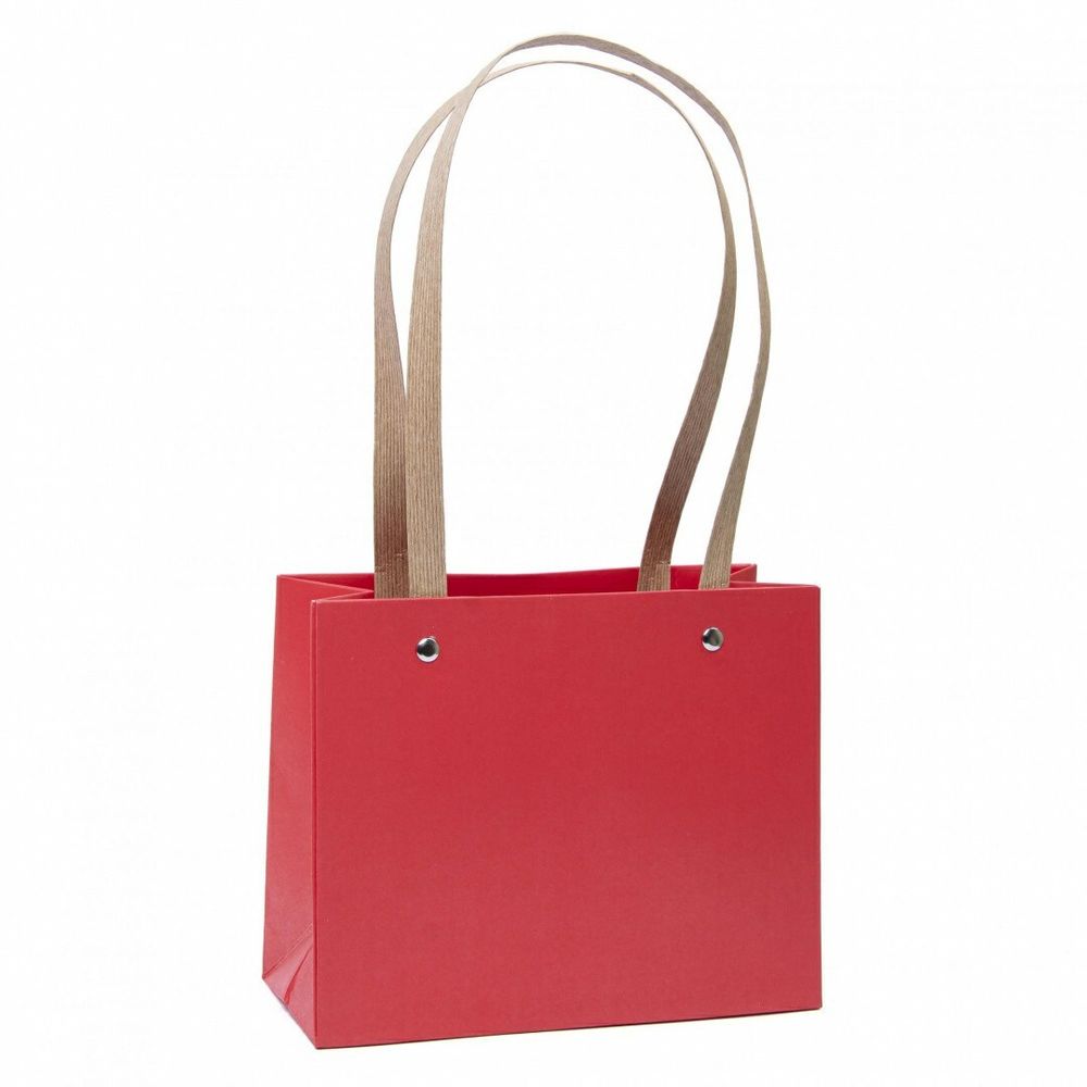 Пакет с крафтовыми ручками 18*14,5*8 КРАСНЫЙ