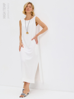 Льняной сарафан макси с карманами