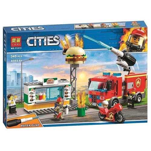 Конструктор Сити "Пожар в бургер кафе" 345 дет.