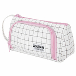 Пенал-косметичка BRAUBERG с ручкой 1 откидная планка полиэстер 22x10х8 см "Checkered white" (2 штуки в упаковке)