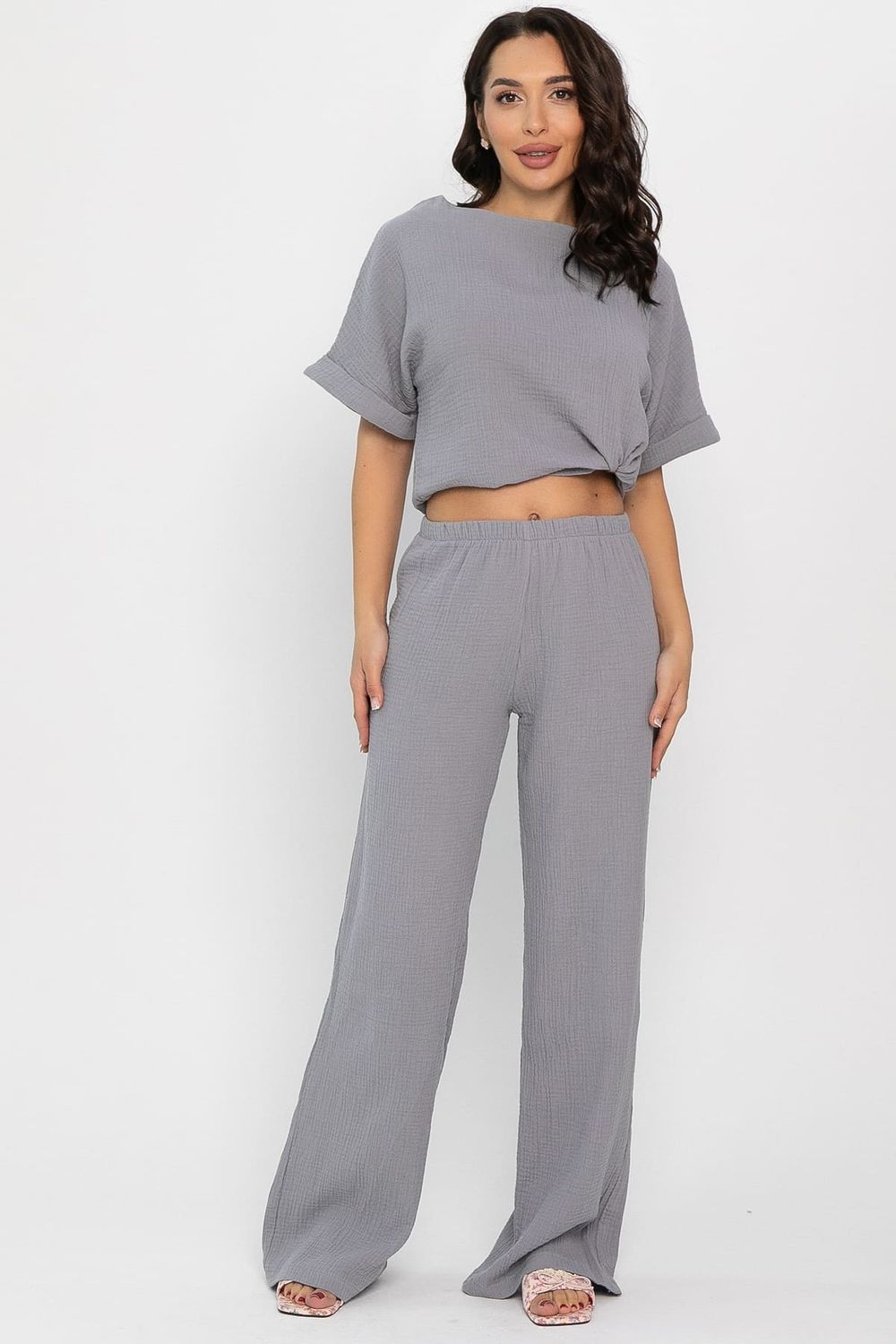 Брюки-палаццо Муслин (серые) Б14581-52М LT Collection