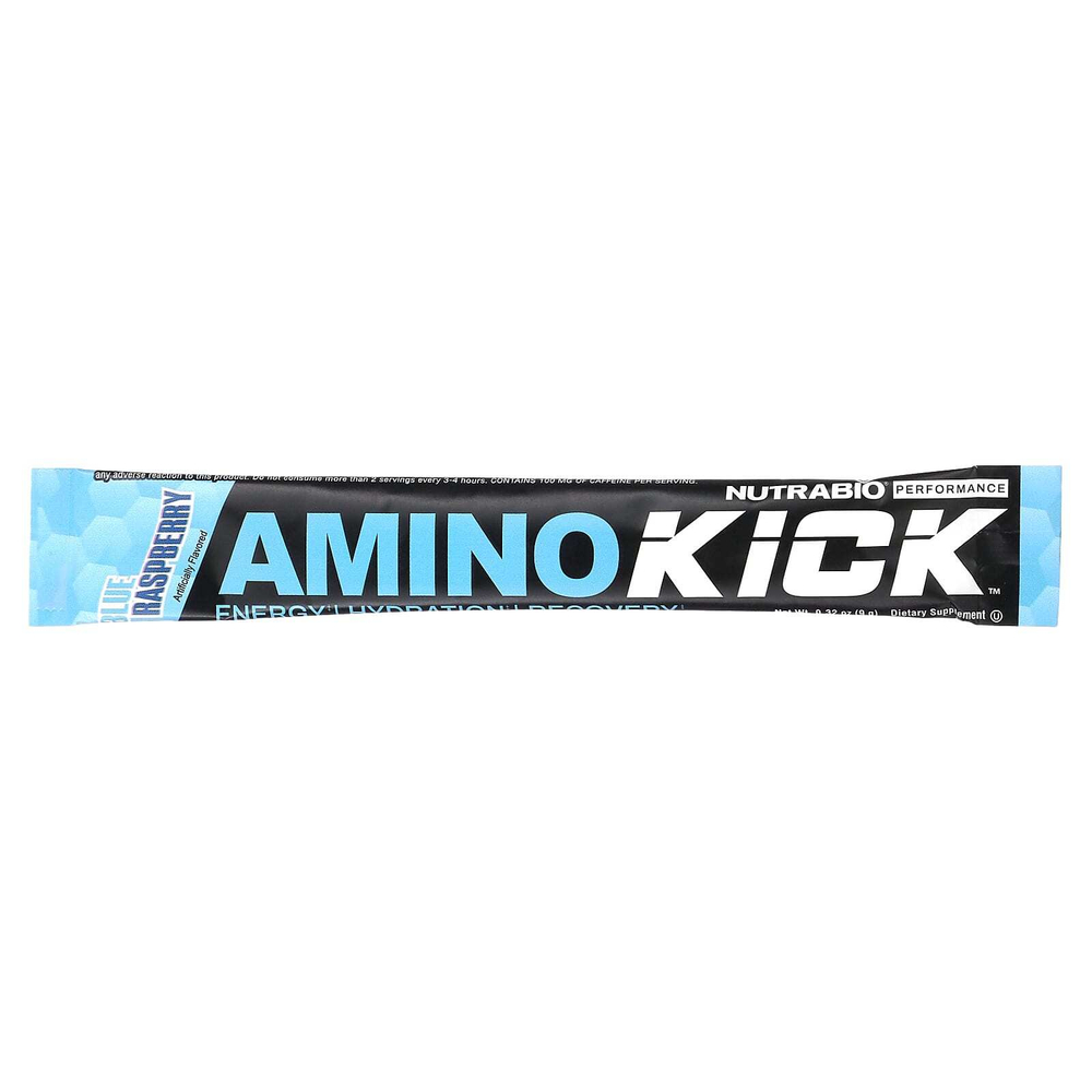 NutraBio, Amino Kick, голубая малина, 20 пакетиков по 9 г (0,32 унции)