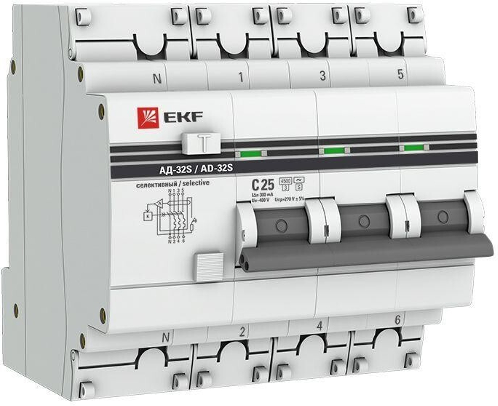 Автомат дифференциальный EKF DA32-25-300S-4P-pro