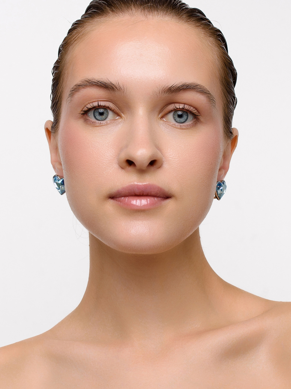 Серьги "Love crystal big blue" Silver