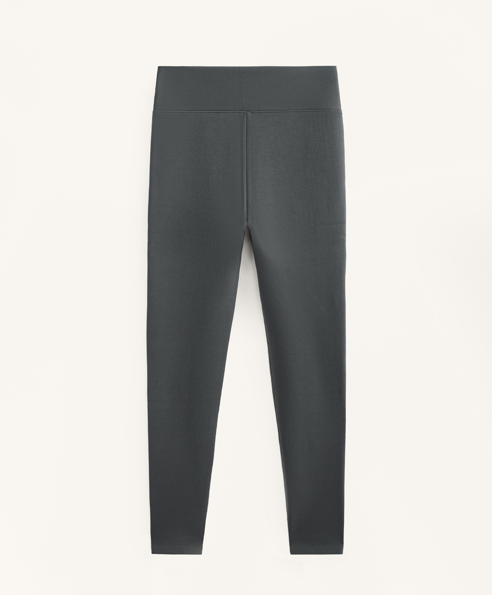 OYSHO Бесшовные легинсы в рубчик Super Extra Warm длиной 70см, антрацитово-серый