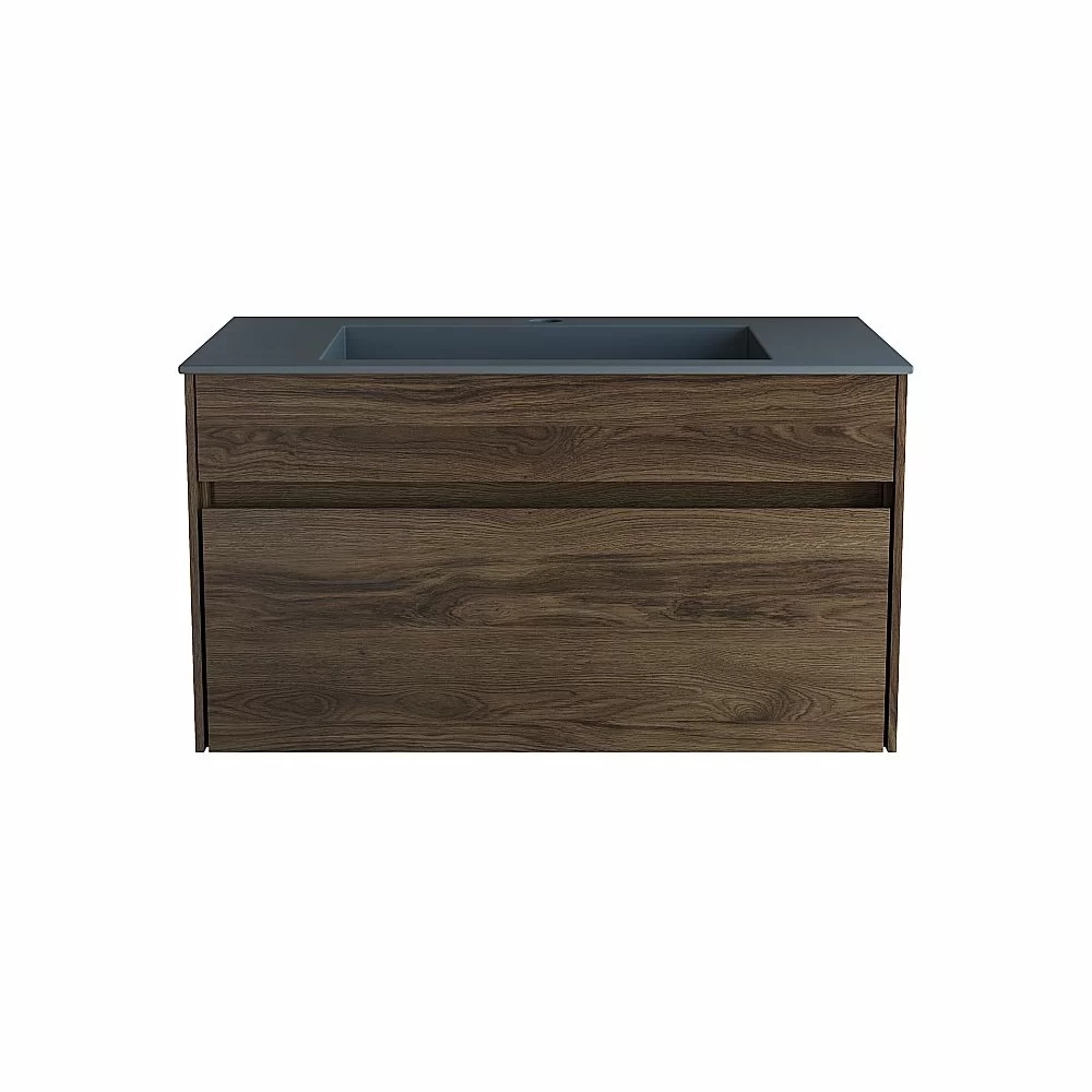 Тумба с раковиной Vincea Chiara 80 VMC-2C800CO/VCB-13800G тёмный дуб/раковина серая