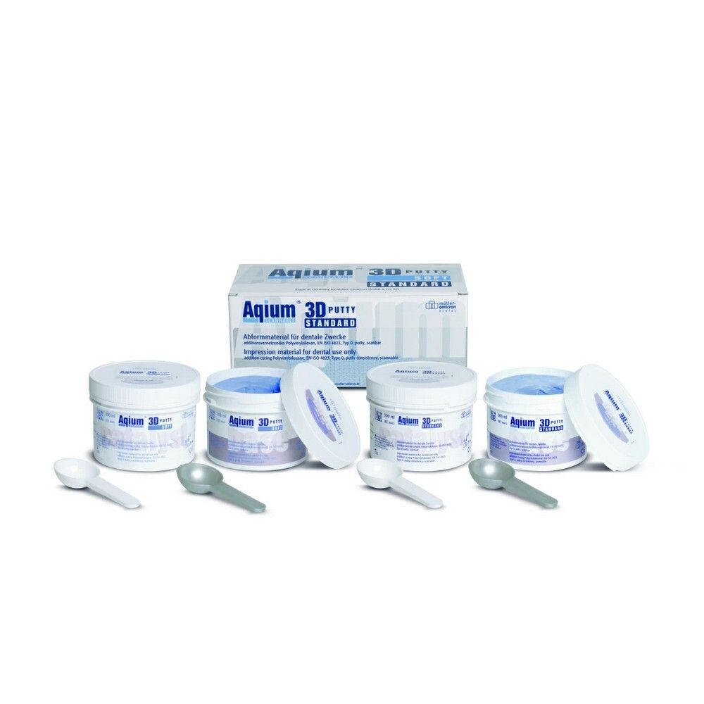Слепочная масса А-силиконовая Aqium 3D PUTTY SOFT в банках (2 х 300 мл): база (300 мл), катализатор (300 мл)