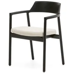 Стул Alocs из бежевой синели из массива дуба с черной отделкой FSC Mix Credit (съемный чехол)