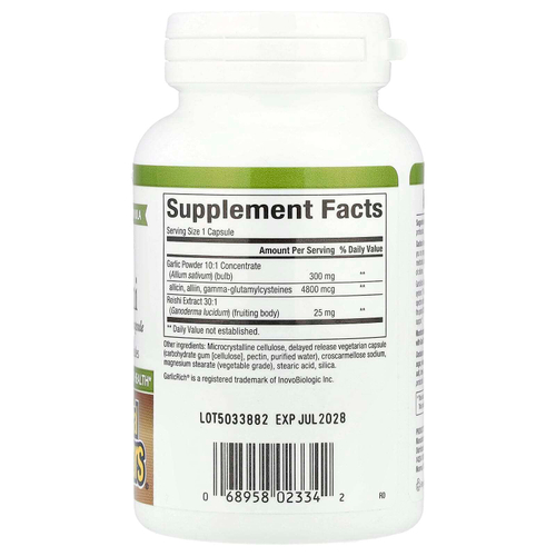 Natural Factors, GarlicRich®, суперсильный чеснок и рейши, 120 вегетарианских капсул с отсроченным высвобождением