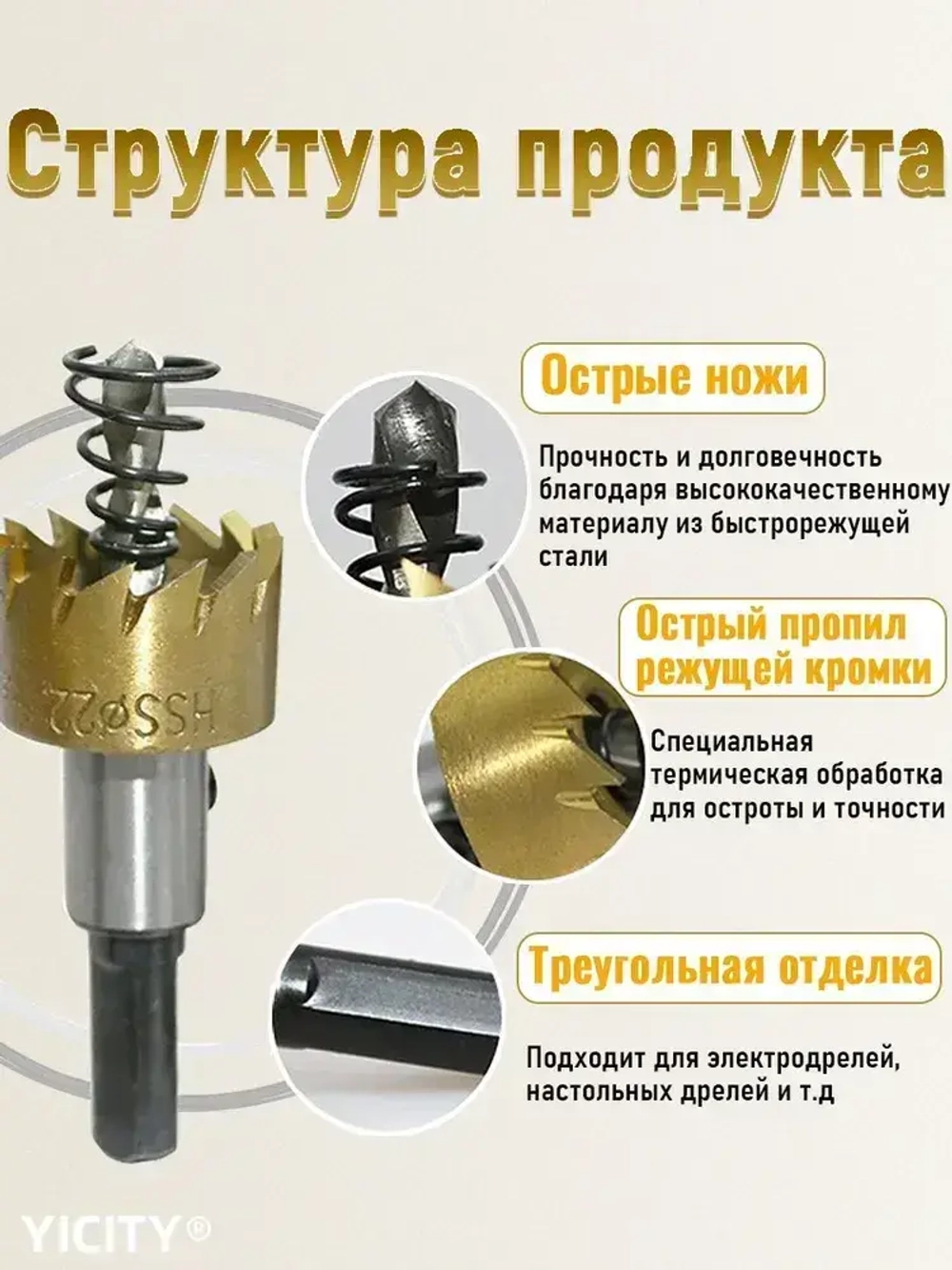 Коронки по металлу (Корончатые сверла) из быстрорежущей стали (набор 16-30 мм)/набор сверл по металлу/5 шт