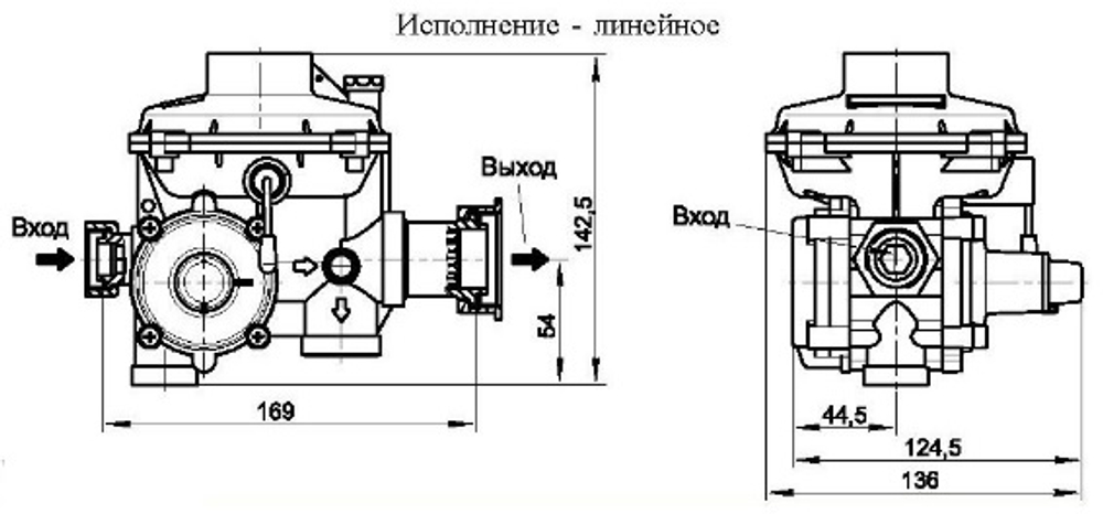 Редуктор давления газа Термобрест РС 25-КД линейный без штуцеров
