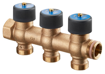 Гребёнка Oventrop Multidis R 3/4"x3/4" - 3 отвода коллектор «евроконус» арт. 4200553 DN 20 бронза