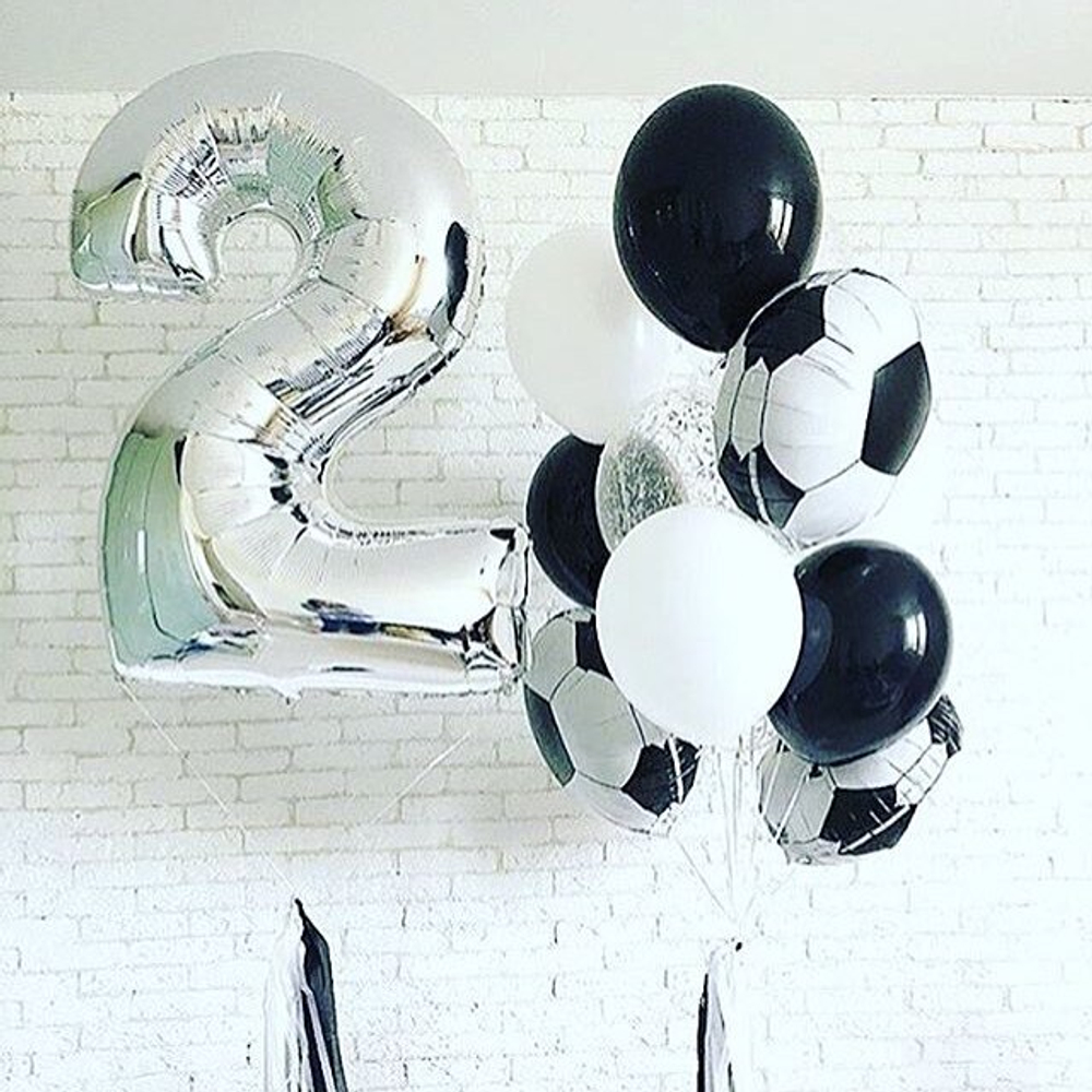 Воздушный шар (40''/102 см) Цифра, 2, Серебро