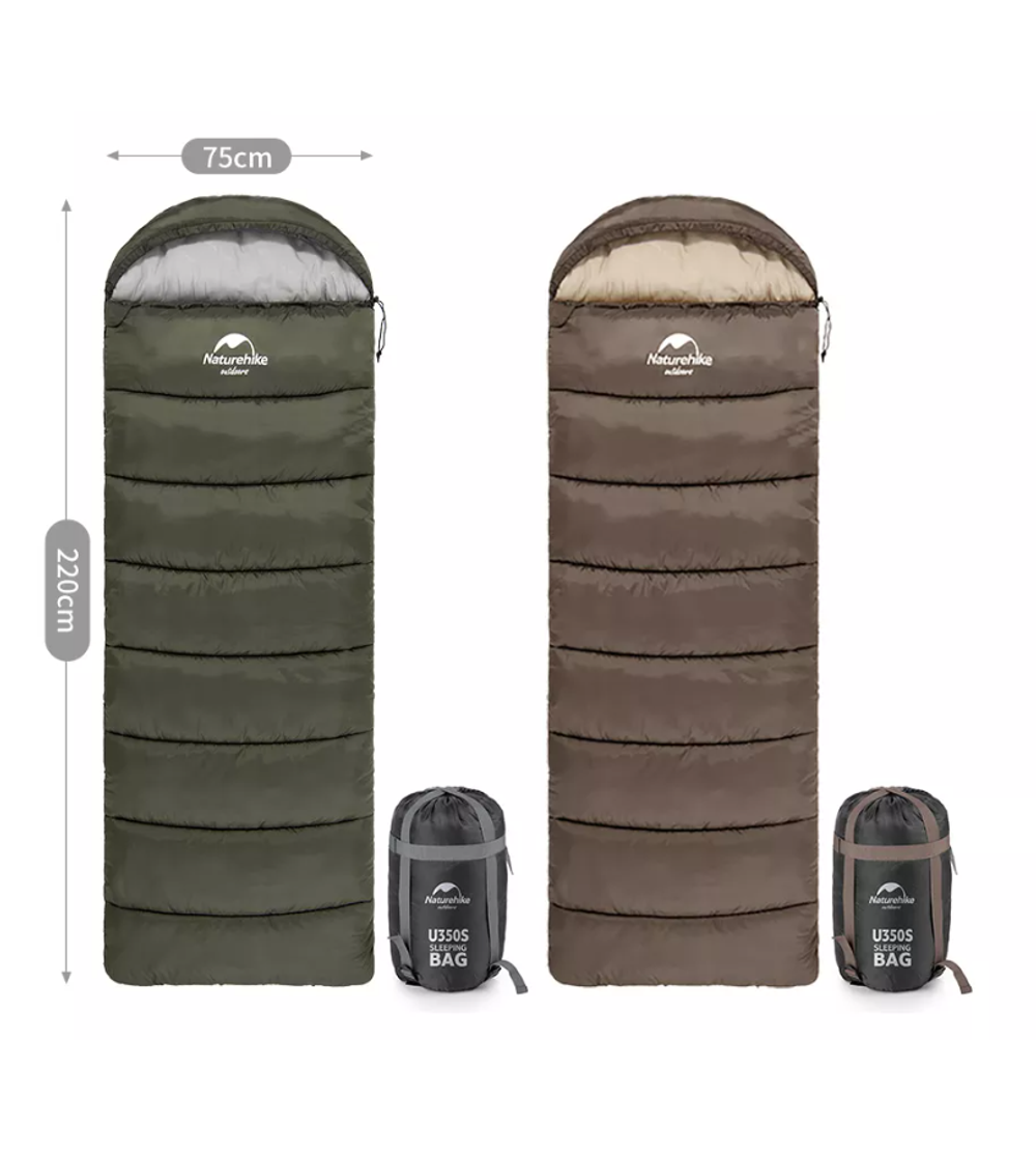 Мешок спальный Naturehike U350S, (190х30)х75 см, (правый) (ТК: -3°C), темно-зеленый