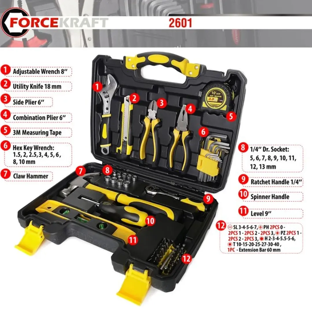 Набор инструментов 60пр. 1/4''(6гр.)(4-13мм) FORCEKRAFT FK-2601