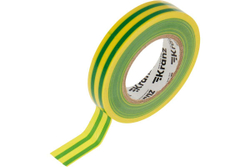 Изолента ПВХ KRANZ 0,13х15 мм, 25 м, желто-зеленая KR-09-2107