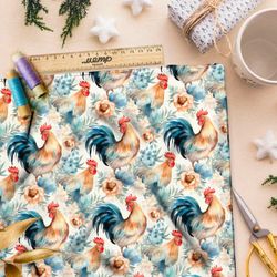 Ткань Барби петухи в цветах