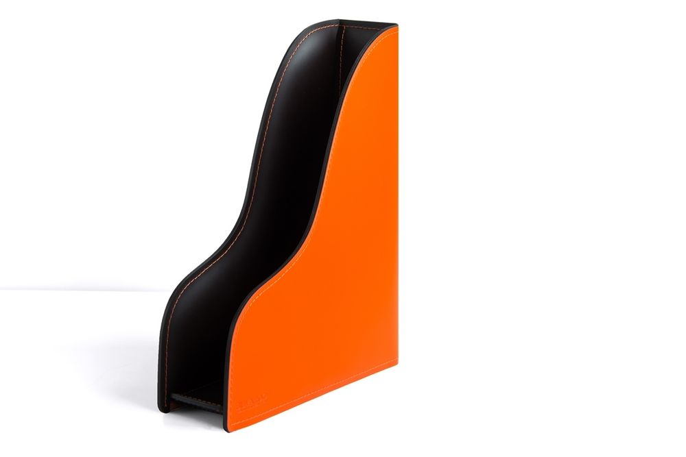 Лоток А4 вертикальный BUVARDO БИЗНЕС из кожи цвет ОРАНЖ/ШОКОЛАД