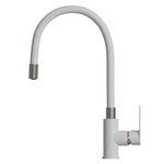 Смеситель для кухни 35к MIXLINE ML33-098 "City White" гибкий излив, б/отв, боковая ручка БЕЛЫЙ/ХРОМ