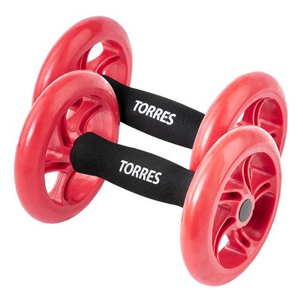 Ролики для пресса TORRES, PL52215, мет., пластик, нескольз. протектор, красно-черный