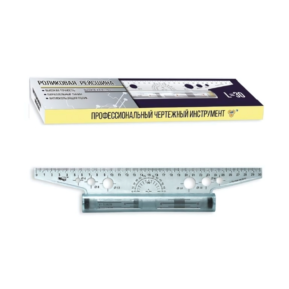 Роликовая рейсшина 30см (мет. ролик, картонная упаковка) (Пчелка)