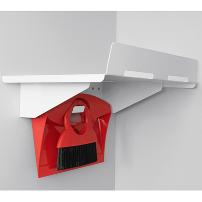 Hailo Универсальная полка HAILO с комплектом для уборки (щетка и совок), белый/красный