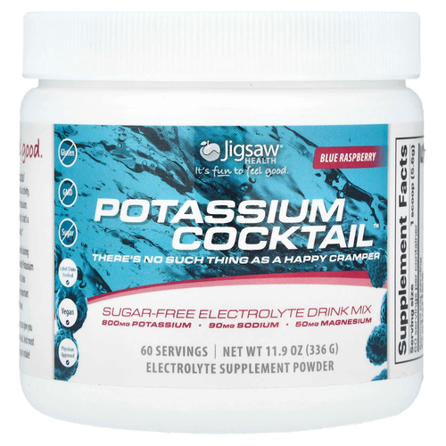 Jigsaw Health, Potesium Cocktail ™, смесь для приготовления напитков с электролитами без сахара, голубая малина, 336 г (11,9 унции)