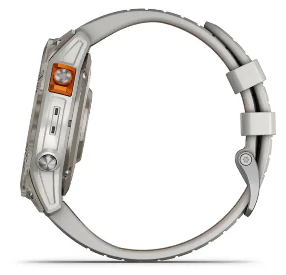 Умные часы Garmin Fenix 7 Pro Sapphire Solar, серый с серо-оранжевым ремешком (Fog Gray)