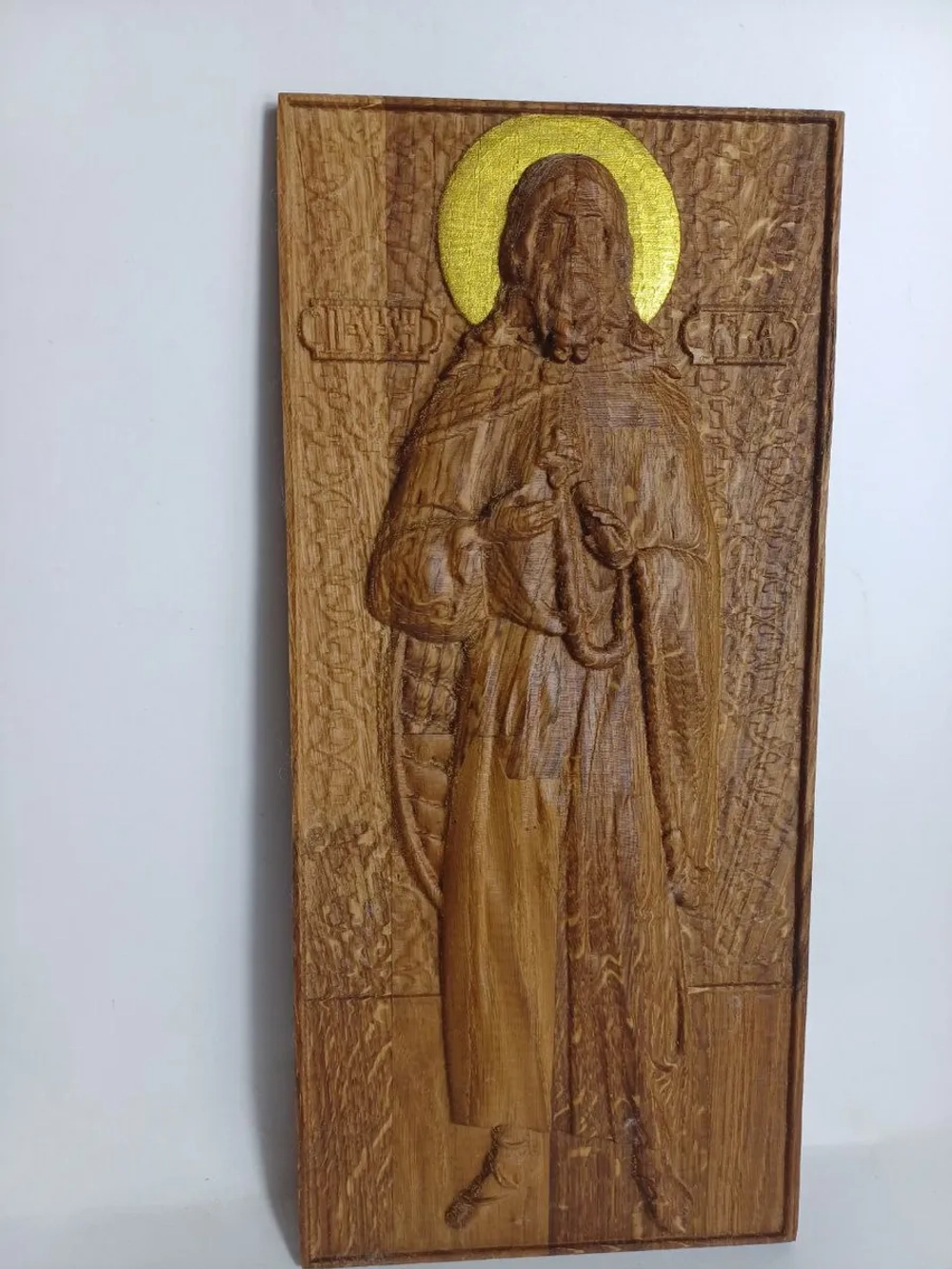 Освященная Икона пророка Илии 14х30.5 см резная из дуба