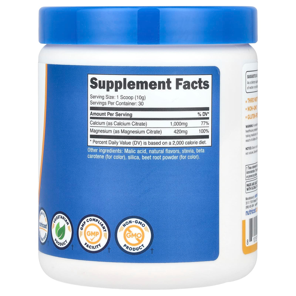 Nutricost, кальций и магний, со вкусом персика и манго, 300 г (10,7 унции)