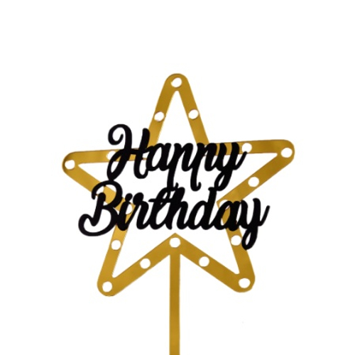 Топпер звезда HB черно-золотой (пластик)