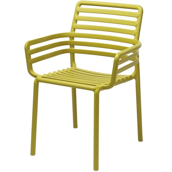 Желтый пластиковый стул с подлоктниками Doga | Nardi | Италия