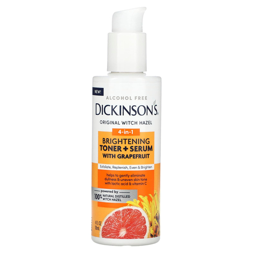 Dickinson Brands, Original Witch Hazel, осветляющий тоник 4-в-1 и сыворотка с грейпфрутом, без спирта, 118 мл (4 жидк. унц.)