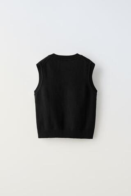 ZARA ТРИКОТАЖНЫЙ ЖИЛЕТ, ЧЕРНЫЙ