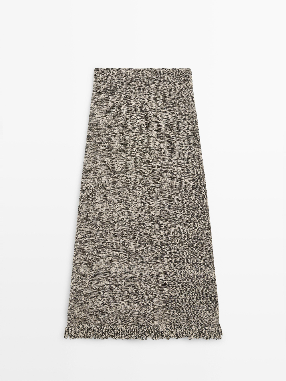 Massimo Dutti Вязаная юбка с бахромой, черный