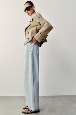 ZARA ДЖИНСЫ Z1975 BARREL С ВЫСОКОЙ ПОСАДКОЙ, ГОЛУБОЙ